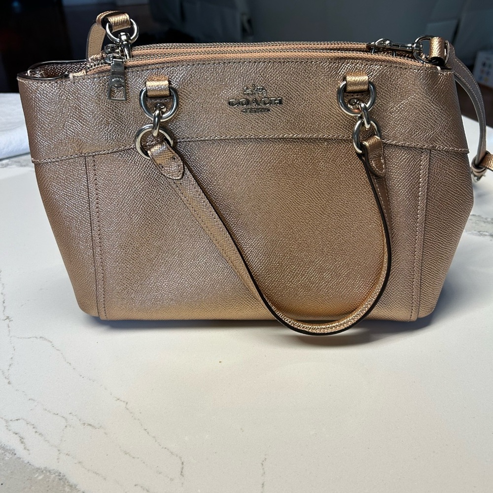 Coach 2018 mini Brooke Metallic Cross Grain Leather Bag